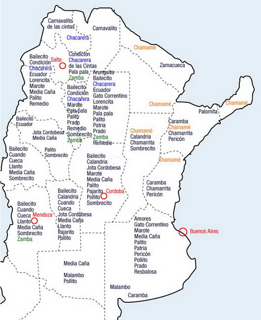 carte du folklore argentin
