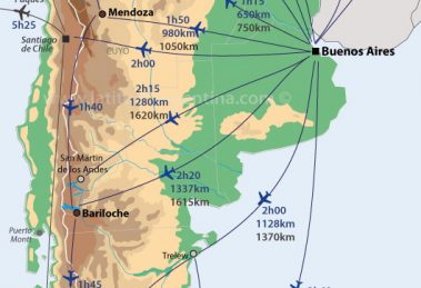 carte des vols et des distances en Argentine
