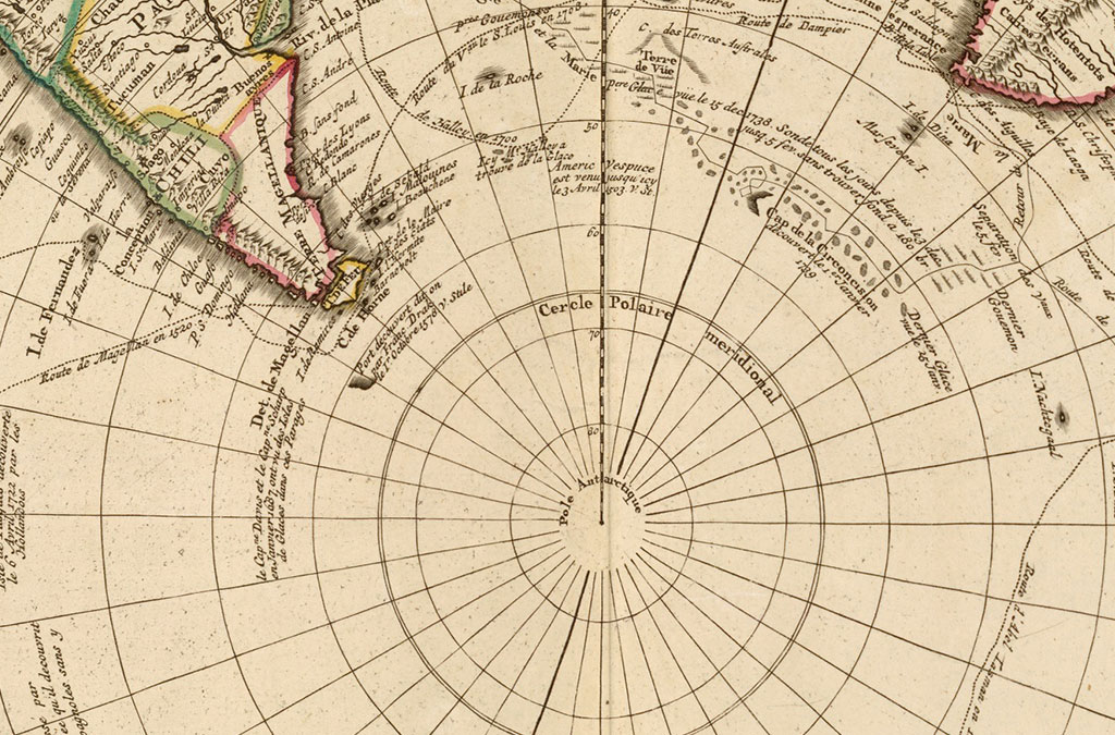 carte de l'Antarctique en 1739