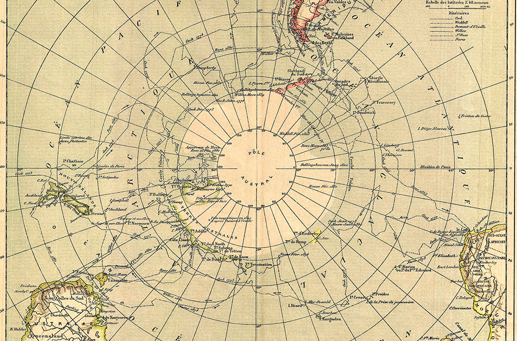 carte de l'Antarctique en 1890