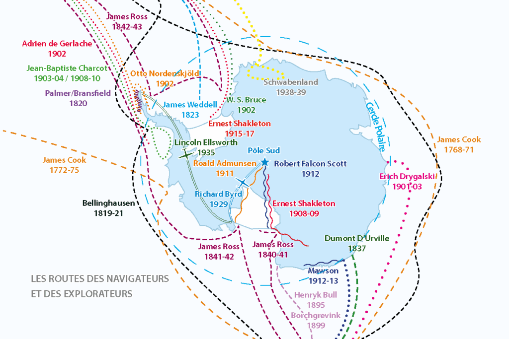 carte antarctique histoire découverte et explorations