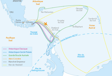 voyage antarctique carte