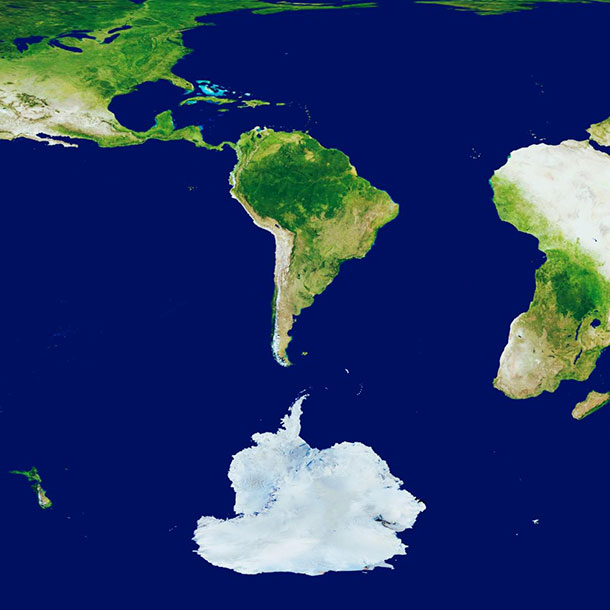 palnisphère avec l'argentine au centre
