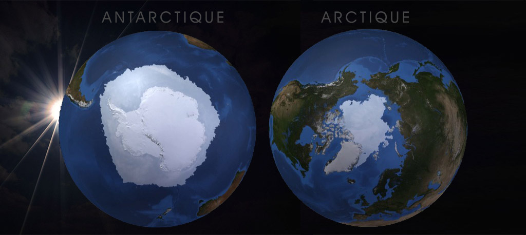 le globe avec l'antarctique et l'arctique vus d'en haut