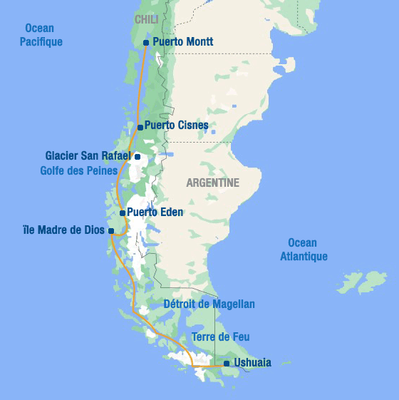 carte des canaux de patagonie