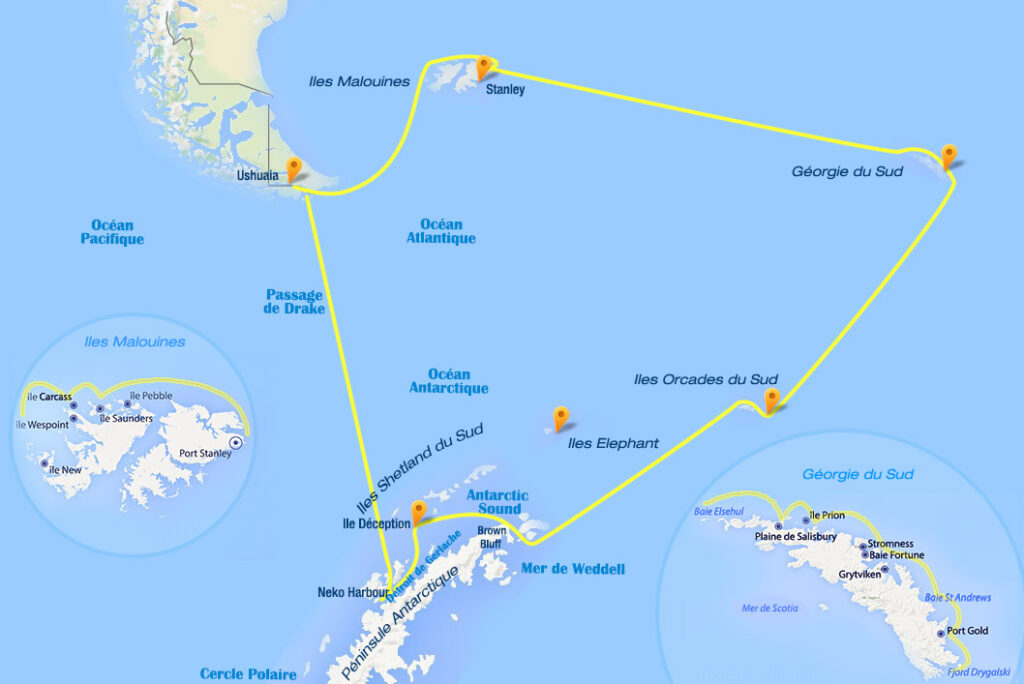 carte itinéraire croisiere boucle australe