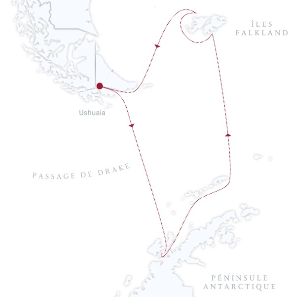 carte croisière antarctique Malouines avec Exploris