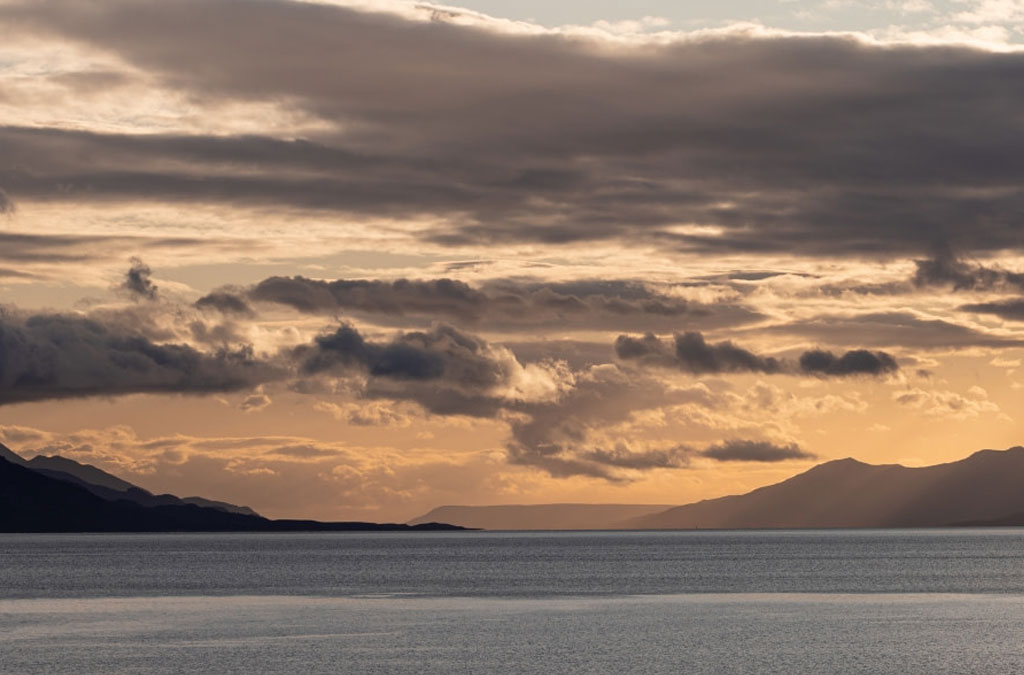 canal beagle au coucher du soleil